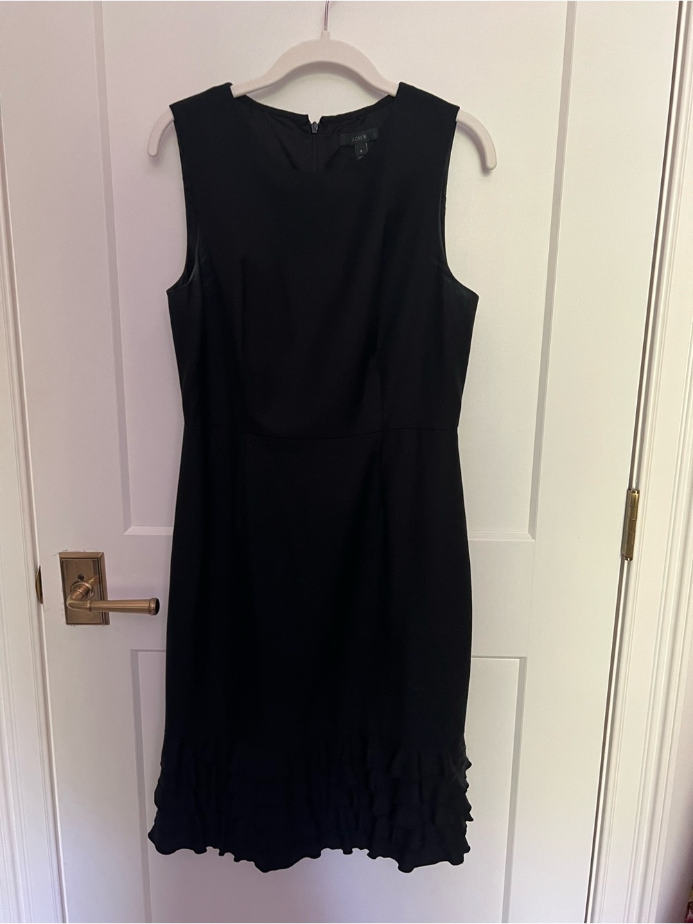 J. Crew Black Sleeveless Ruffle-Hem Mini Dress